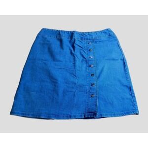 VTG Blair 1980s Blue Button-Down Jean Skirt, Length 24' Plus Size 22 #537C